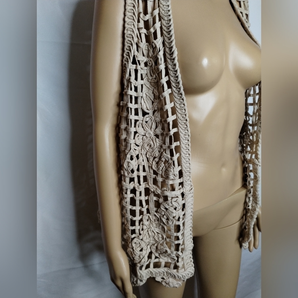 Cato Womens Open Front White Crochet Cottage Core Boho Size XL Beautiful! - Picture 6 of 7